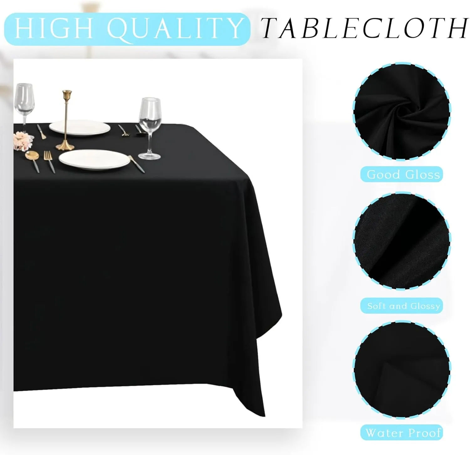 10 Pack Black Tablecloth 90x156 Inch Rectangle Tablecloth Rectangular Polyester Table Cloth Stain and Wrinkle Resistant Washable Fabric Table Covers for Wedding Parties