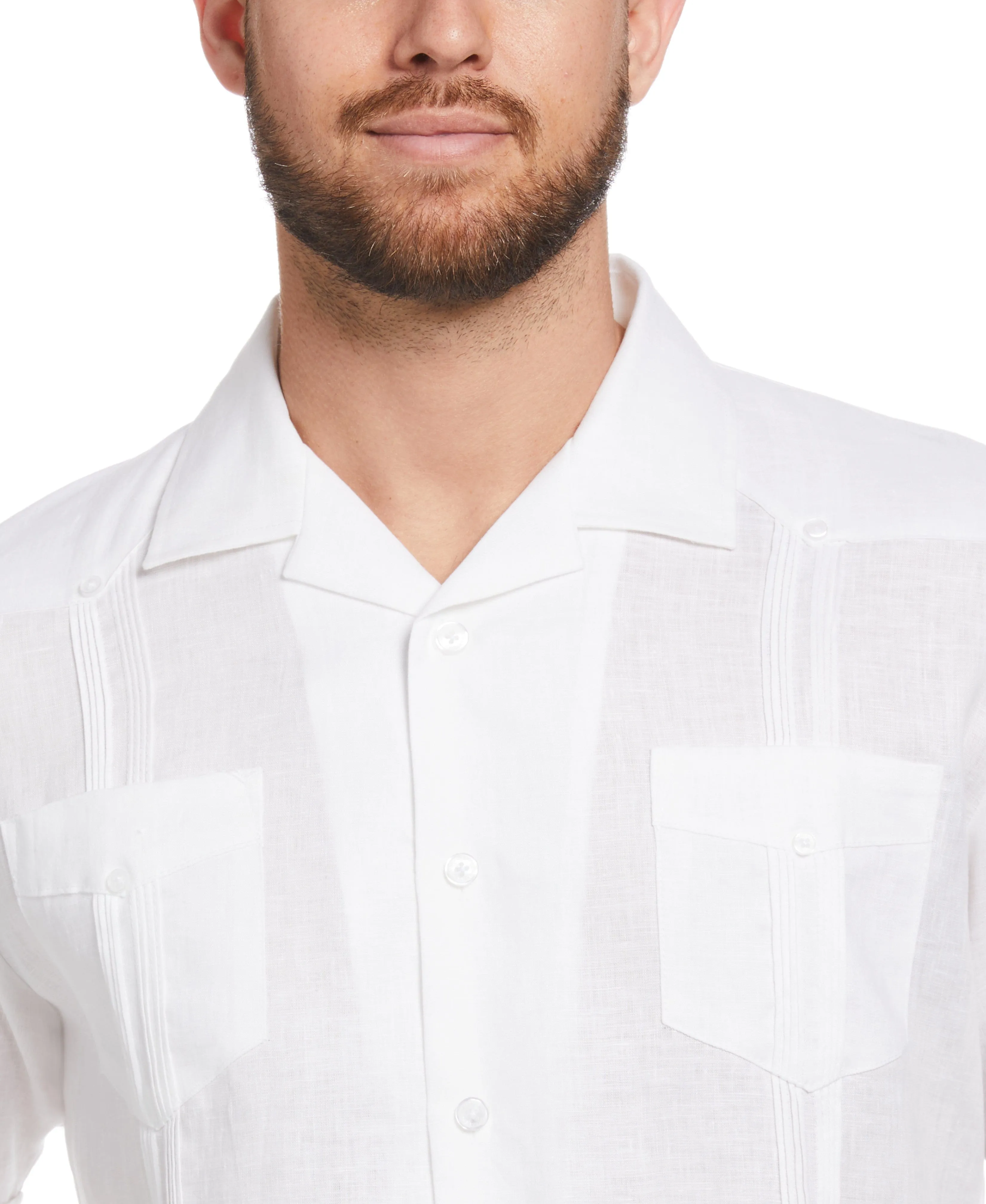 100% Linen Classic Guayabera Shirt - Short Sleeve