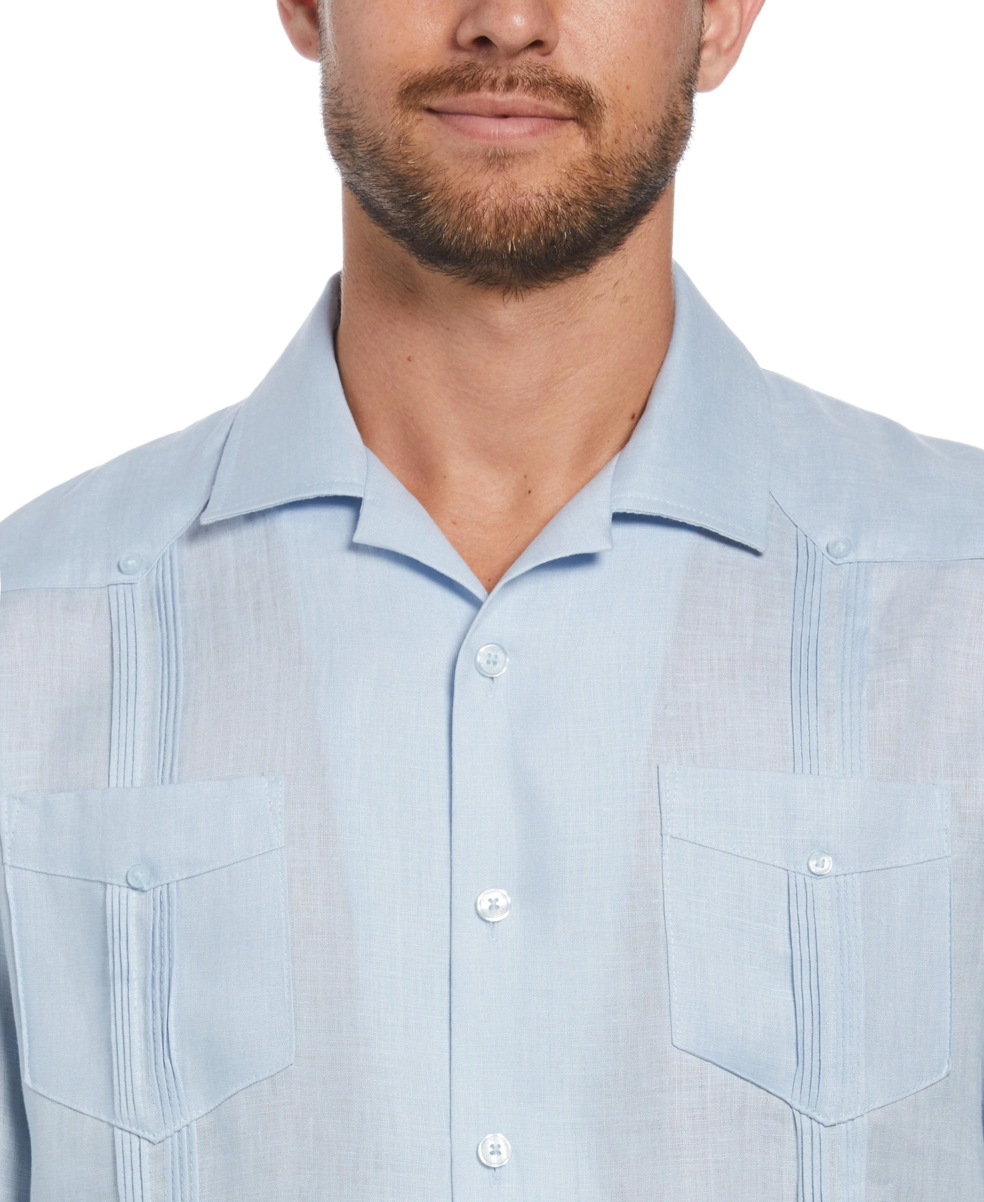 100% Linen Classic Guayabera Shirt - Short Sleeve