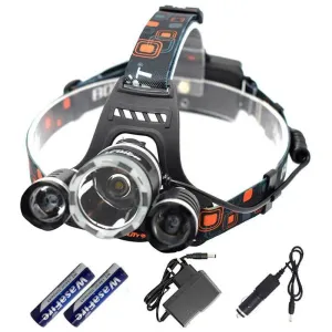 10000LM 1T6 2XPE Led Headlamp Headlight 4 Modes Head Lamp Light Torch Fishing Flashlight   2x 18650 Battery   AC/Car/USB Charger