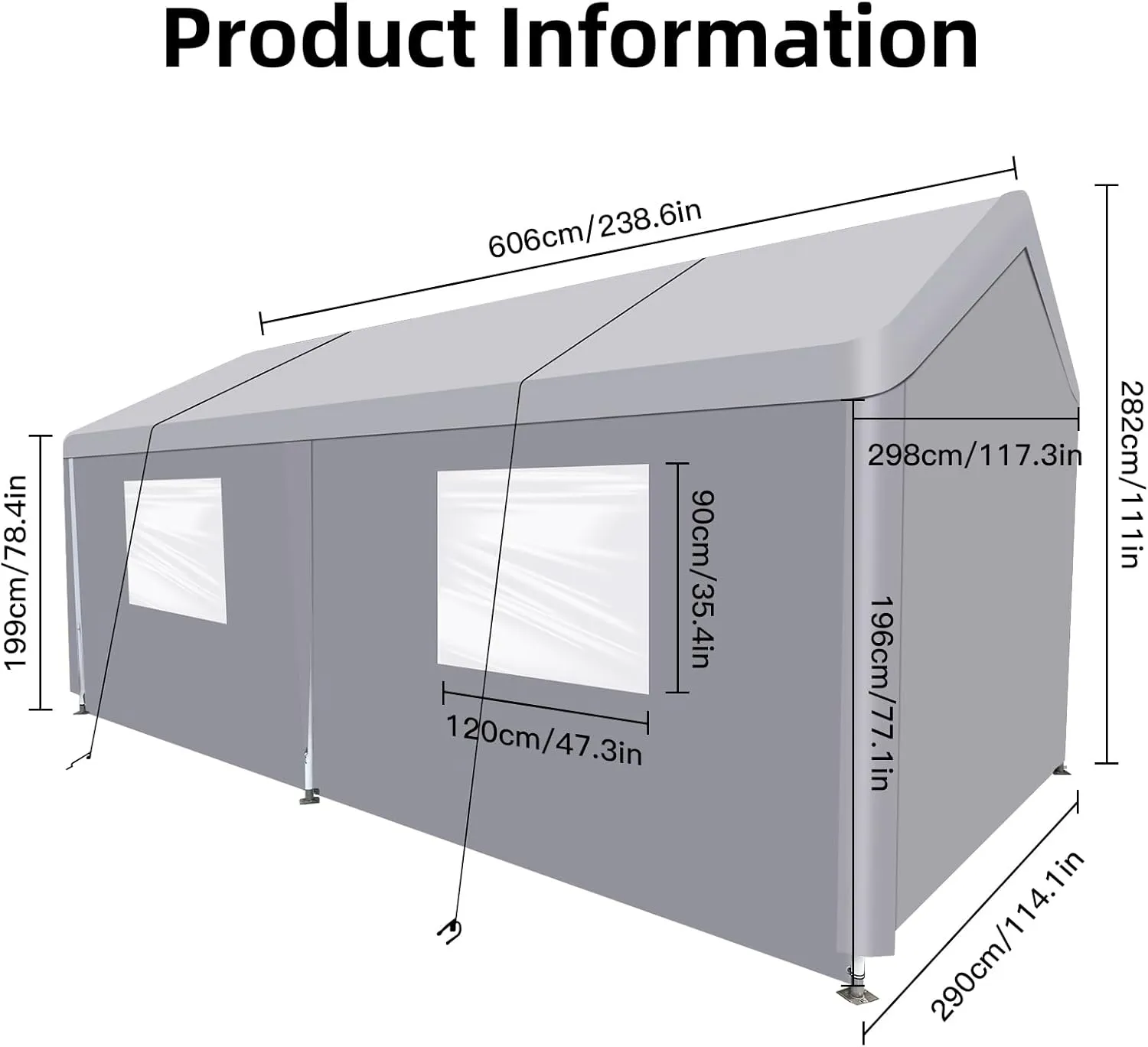 10x20 Portable Carport Garage Tent, Canopy Tent Top Garage Shelter, Car Tent Party Tent, Heavy Duty Car Shelter Cover, Waterproof Car Cover Canopy Tent for Outdoor, Garden