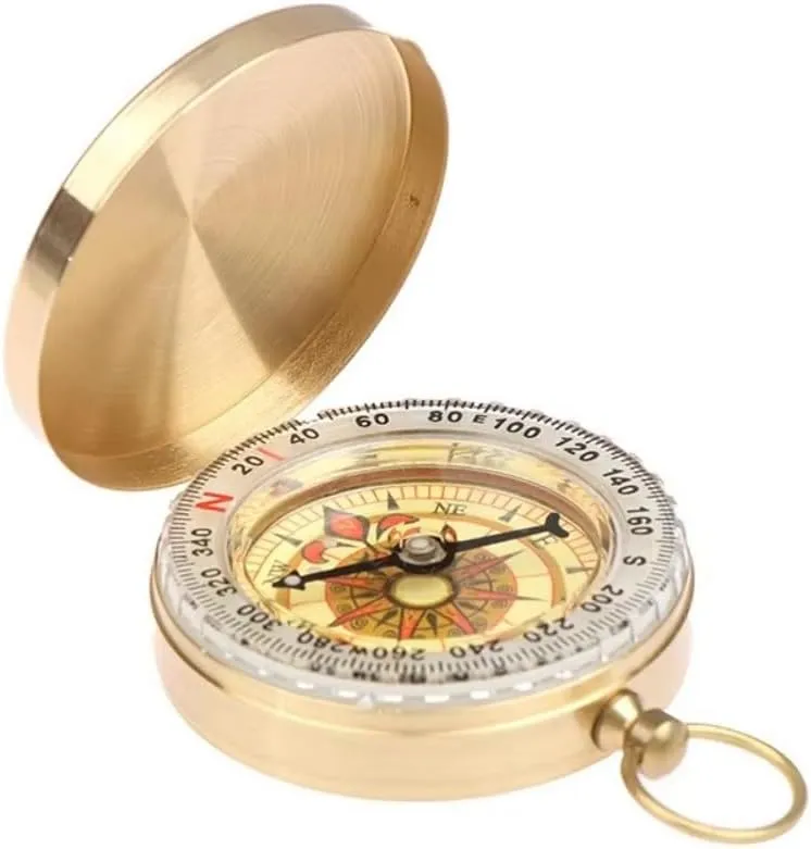 12 Pcs Camping Survival Compass Metal Pocket Compass Kids Compass for Hiking Camping Hunting Outdoor Military Navigation Tool Glow-in-The-Dark Brass Compass