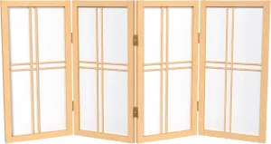 2 ft. Short Desktop Double Cross Shoji Screen - Natural - 4 Panels