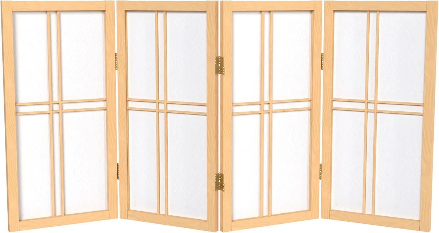 2 ft. Short Desktop Double Cross Shoji Screen - Natural - 4 Panels