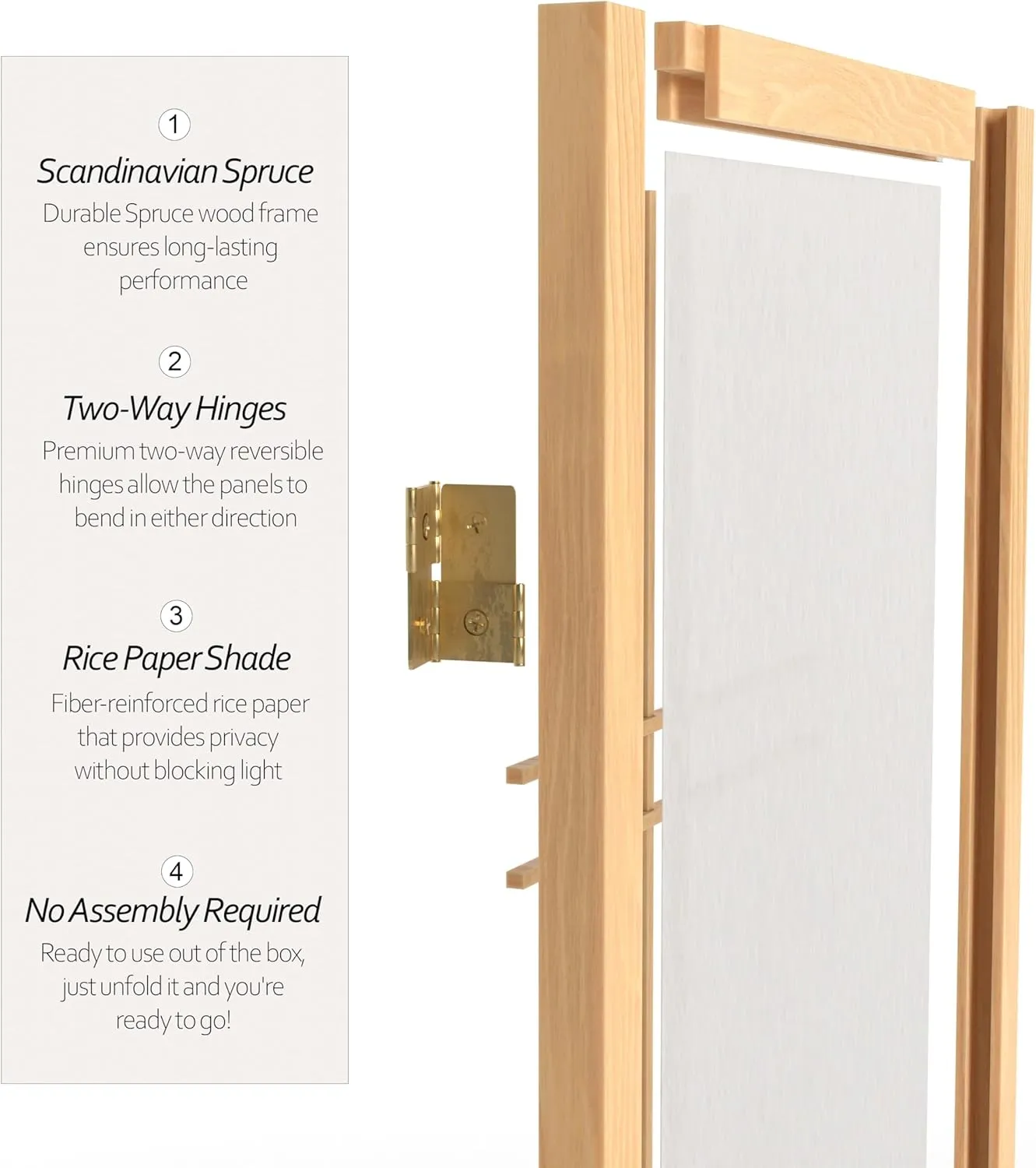 2 ft. Short Desktop Double Cross Shoji Screen - Natural - 4 Panels