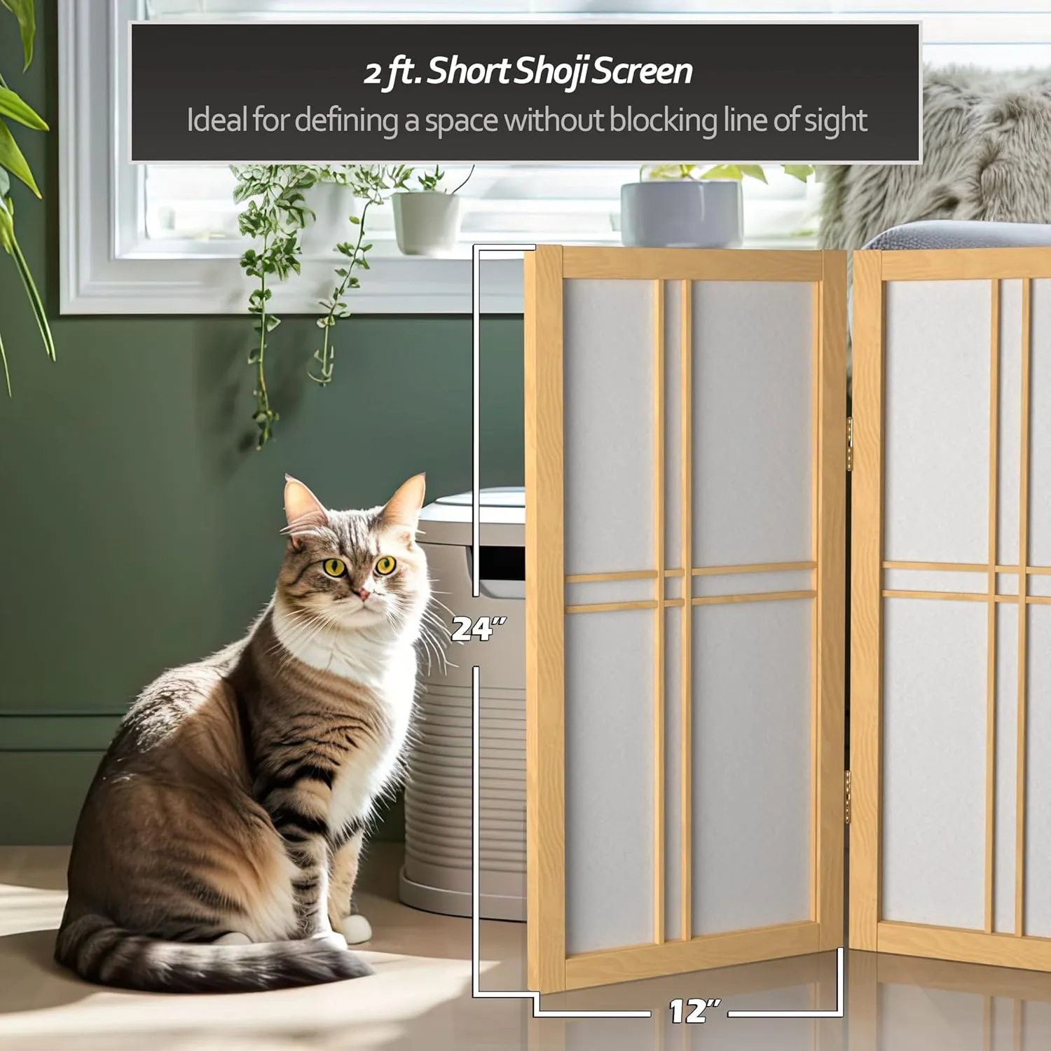 2 ft. Short Desktop Double Cross Shoji Screen - Natural - 4 Panels