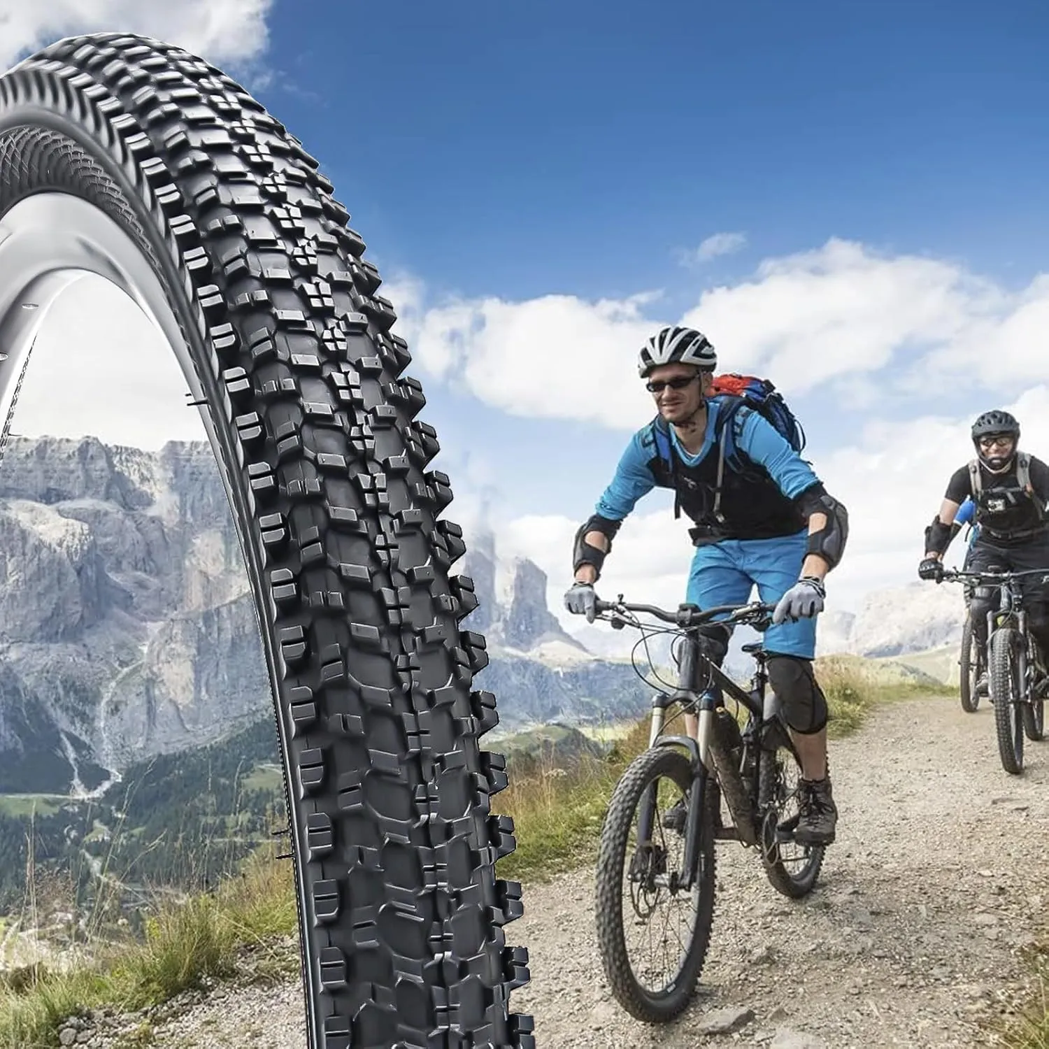 2 Pack 24"/26"x1.95" 26"x2.1" 20"x2.125" 27.5"x2.125" Inch Bike Tire Folding Bead Replacement Tire Double Packing for Mountain Bicycle Tire with or Without Tubes and Levers