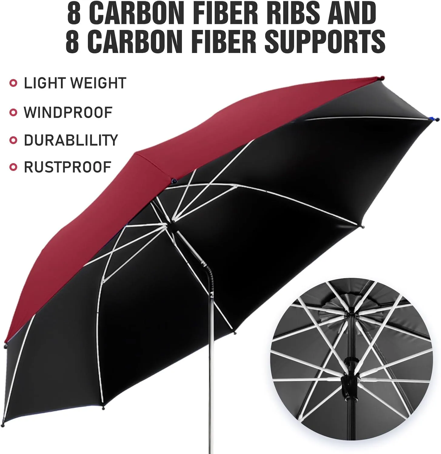 2 PACK Beach Umbrella with Clamp, 360 ° Adjustable Umbrellas for Chair, UPF50  Umbrella for Beach Chair, Patio Chair, Wheelchair, Camping Chair, Golf Carts (Chair Not Included)