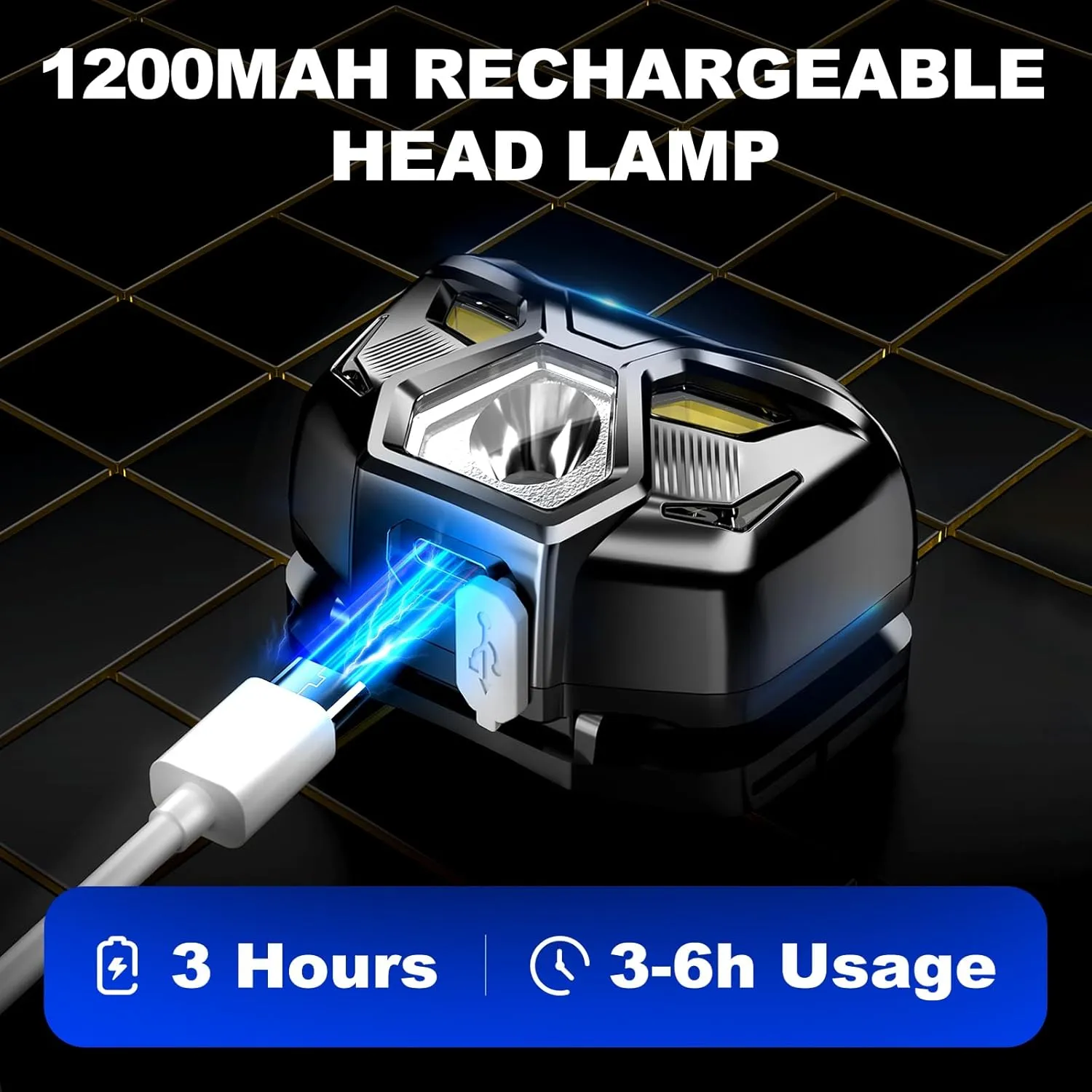 2 Pack Headlamp Flashlight High Lumen LED Rechargeable Headlights with White Red Light,Waterproof Motion Sensor Ultra Bright Head Lamp,4 Mode for Camping Essentials Fishing Hiking Repairing