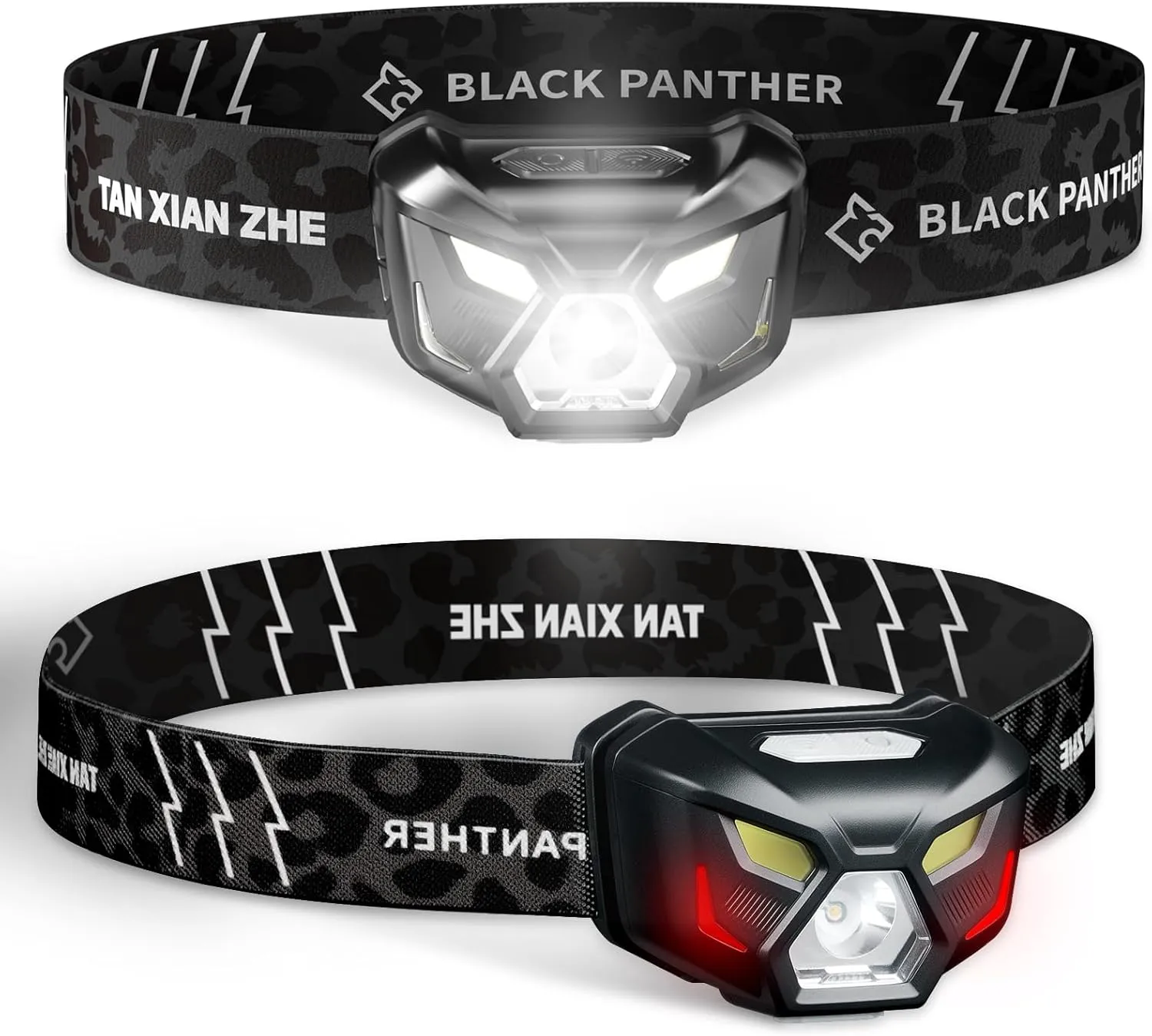 2 Pack Headlamp Flashlight High Lumen LED Rechargeable Headlights with White Red Light,Waterproof Motion Sensor Ultra Bright Head Lamp,4 Mode for Camping Essentials Fishing Hiking Repairing