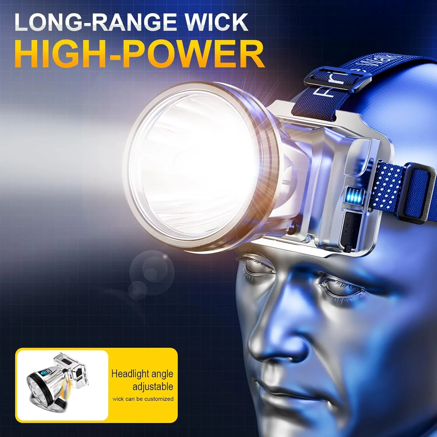2 Pack Super Bright Headlamp High Power Headlight LED Rechargeable Motion Sensor Hunting Head lamp Flashlight Spotlight Light for Outdoor Fishing Camping Hiking