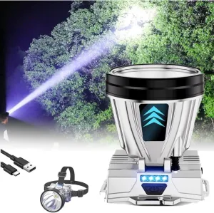 2 Pack Super Bright Headlamp High Power Headlight LED Rechargeable Motion Sensor Hunting Head lamp Flashlight Spotlight Light for Outdoor Fishing Camping Hiking