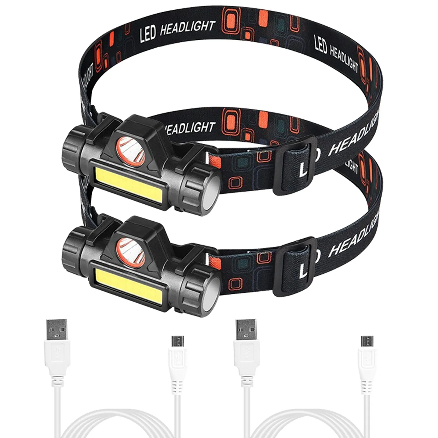 2-Pack: Waterproof Rechargeable Headlamp