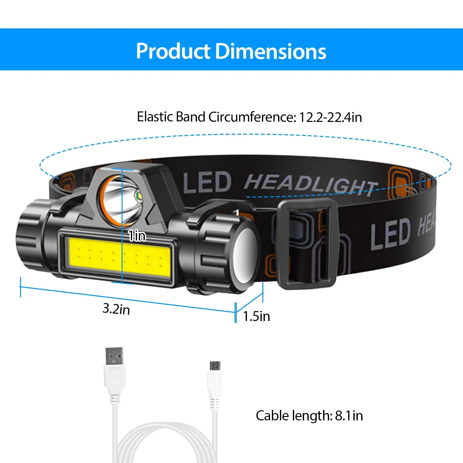 2-Pack: Waterproof Rechargeable Headlamp