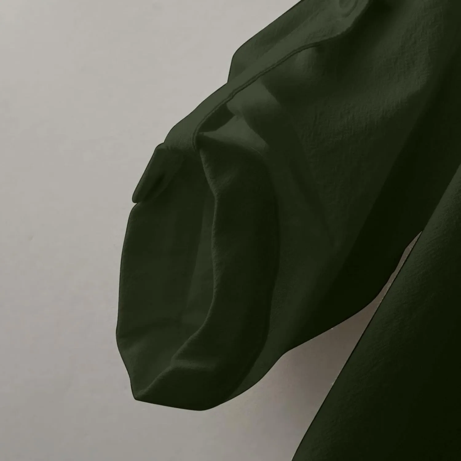 2023 Classic Fit Roll-Up Sleeve Thin Shirts for Men Solid Color Hi-Low Hem Lightweight Soft Button Down Pocket Summer Tops