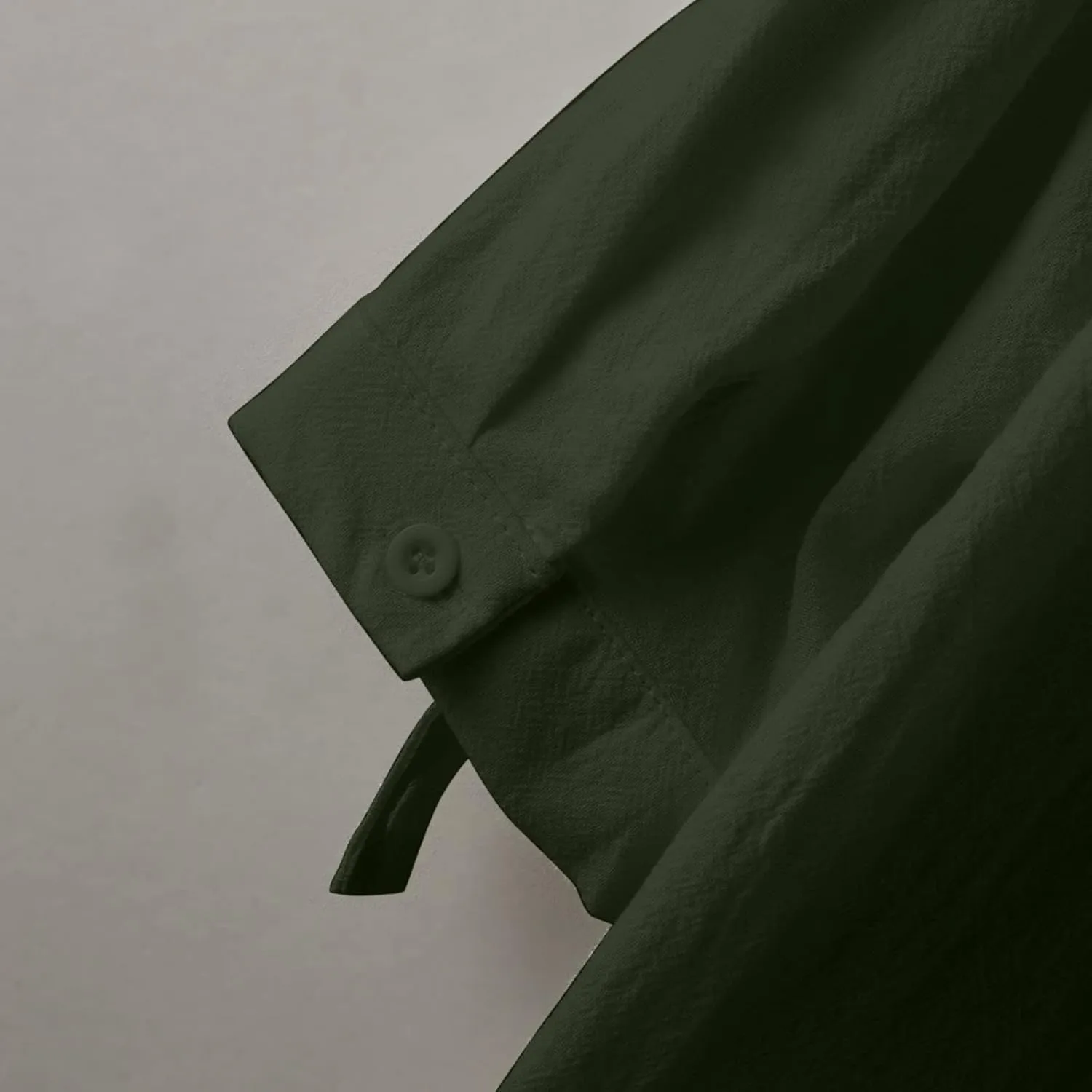 2023 Classic Fit Roll-Up Sleeve Thin Shirts for Men Solid Color Hi-Low Hem Lightweight Soft Button Down Pocket Summer Tops