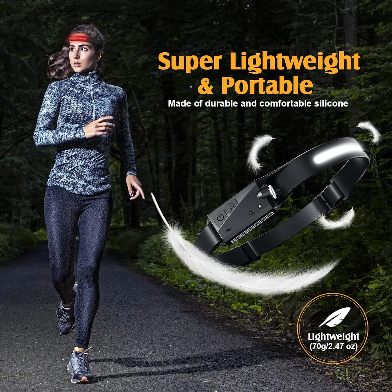 [2023 Upgraded] 2PCS LED Headlamp Rechargeable, 230° Wide Beam Head Lamp with Red Light Option, 6 Modes Adjustable, Motion Sensor, Headlamp Flashlight Suitable for All Outdoor Activities and Daily Use