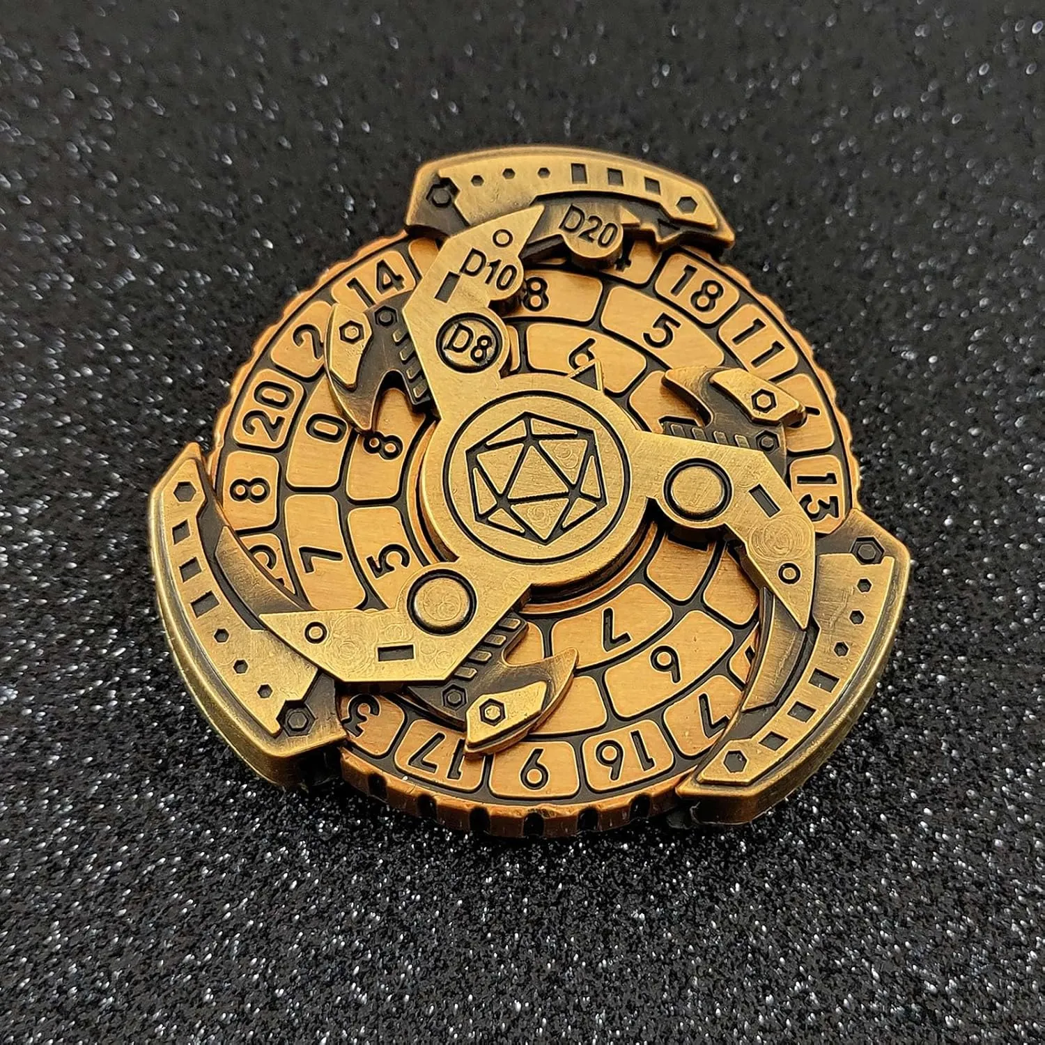 2024 Shadow Roulette Dice Spinner for DND Dice Set, 7-in-1 Dragon Metallic D&D Dice with Gift Case for Dungeons and Dragon Game, RPG Role Playing Table Game Gifts (Black Gold), sDGND202403
