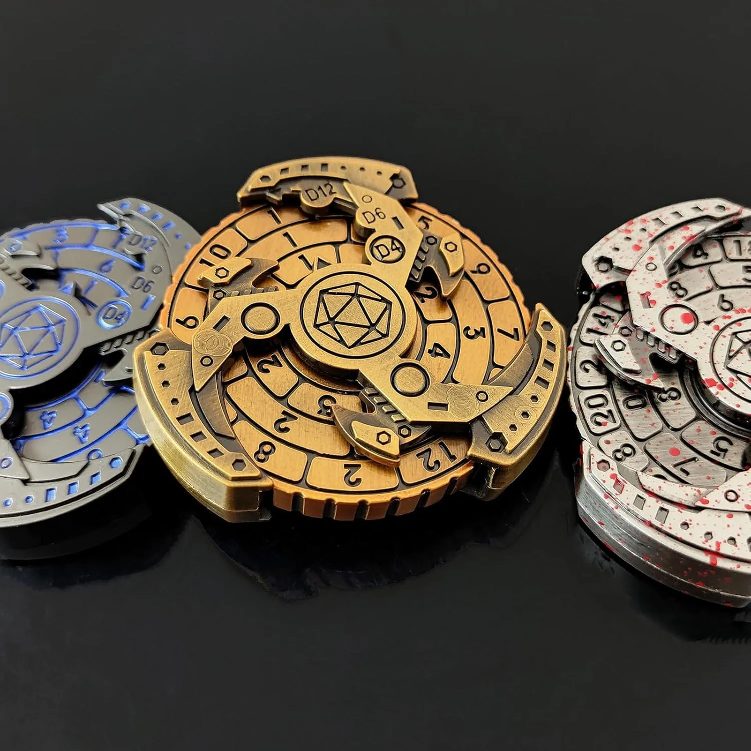 2024 Shadow Roulette Dice Spinner for DND Dice Set, 7-in-1 Dragon Metallic D&D Dice with Gift Case for Dungeons and Dragon Game, RPG Role Playing Table Game Gifts (Black Gold), sDGND202403