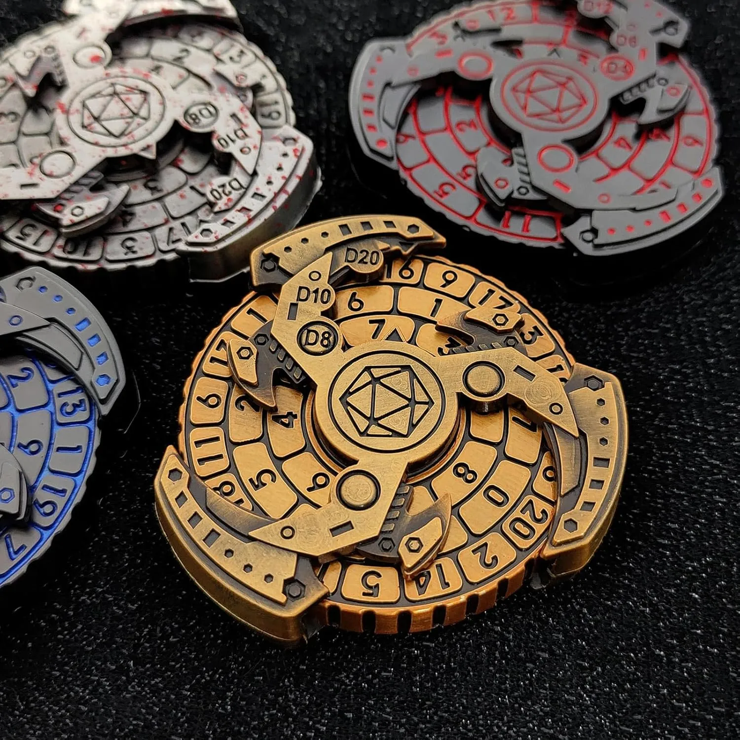 2024 Shadow Roulette Dice Spinner for DND Dice Set, 7-in-1 Dragon Metallic D&D Dice with Gift Case for Dungeons and Dragon Game, RPG Role Playing Table Game Gifts (Black Gold), sDGND202403