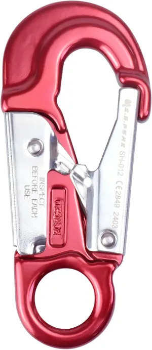 25kN Aluminum Snap Hook, CE Certified Lightweight Double Lock Captive Eye Forged Hook Clip, Rappelling Rescue Gear Equipment for Climbing, Tree Work