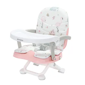 2in1 Portable Toddler Booster Seat, Grow with Baby Booster Seat for Dining Table with Removable Tray & Seat Pad, high Chair for Travel, ACE1013 Pink Flamingos