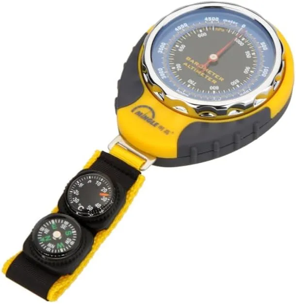 3-in-1 Altimeter Compass for Hiking, Accurate Barometer Dial Tracker for Outdoor Sports, Professional Skiing Skydiving Handheld Gear Portable Gauge Weather Forecast Battery-Free