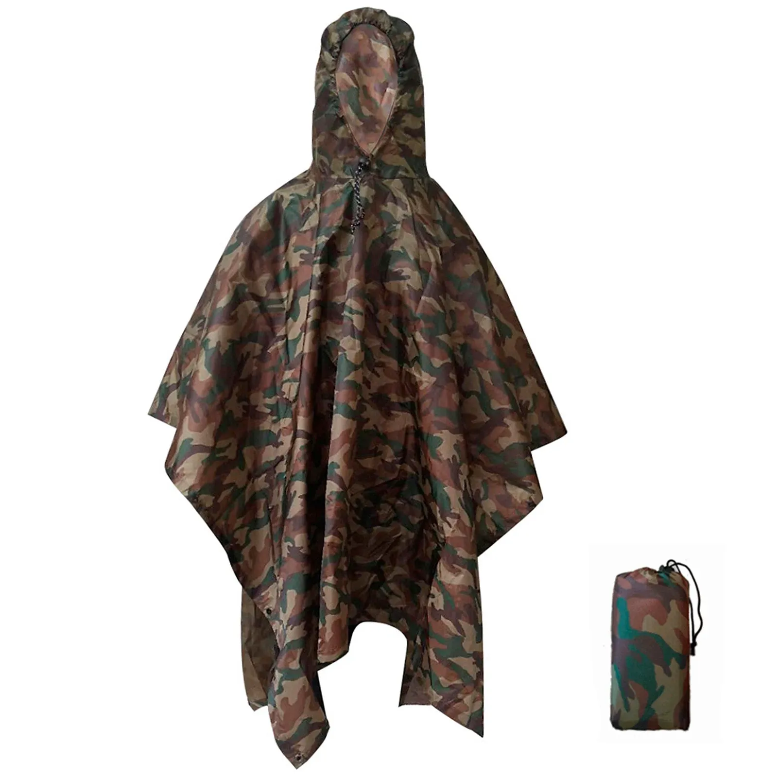 3-in-1 Waterproof Rain Poncho - Lightweight Hooded Rain Coat, Picnic Mat, Sun Shelter