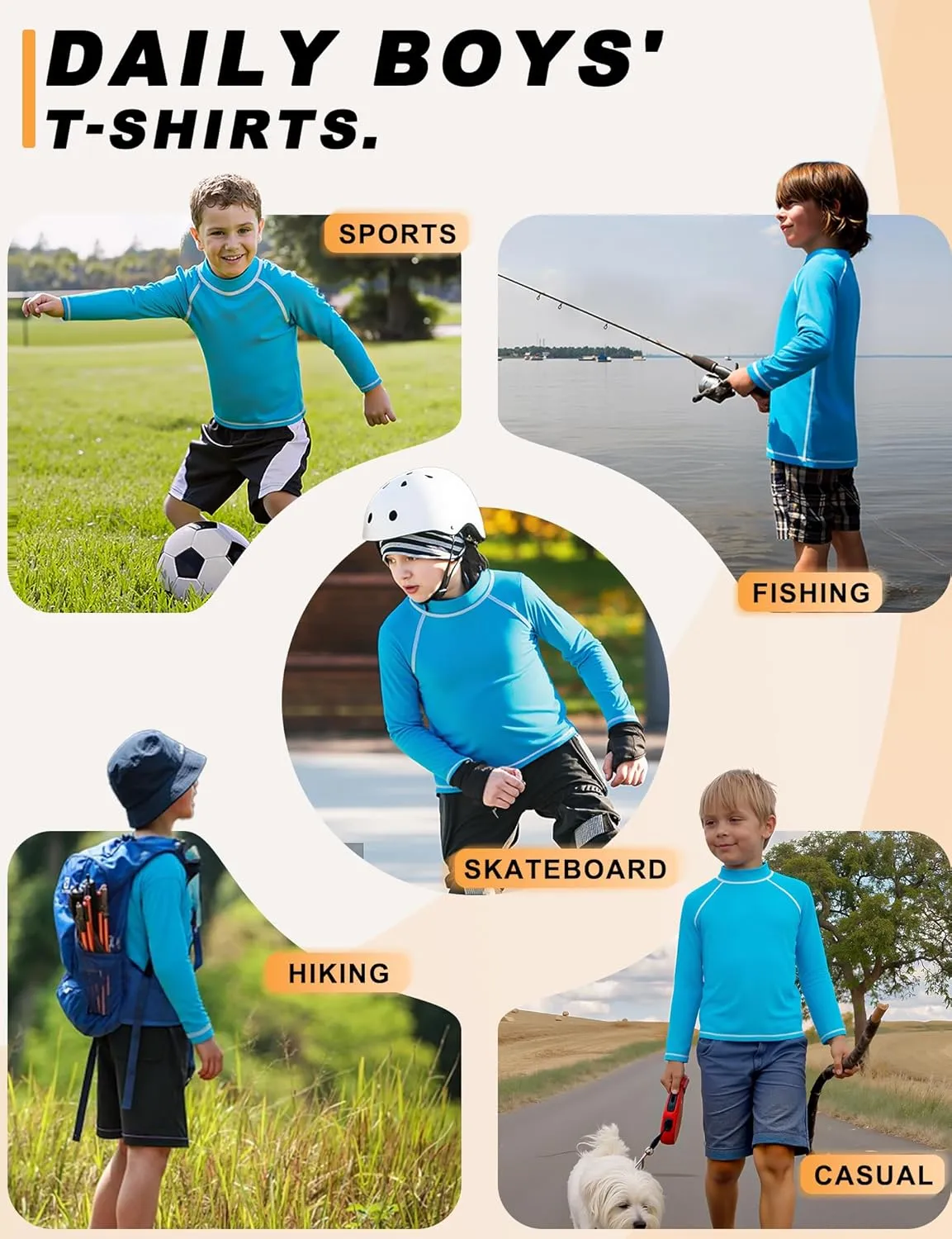 3 Pack Boys Rash Guard Swim Shirt Long Sleeve UPF 50  Sun Protection Kids Youth SPF Water Beach Swimwear Tops Quick Dry
