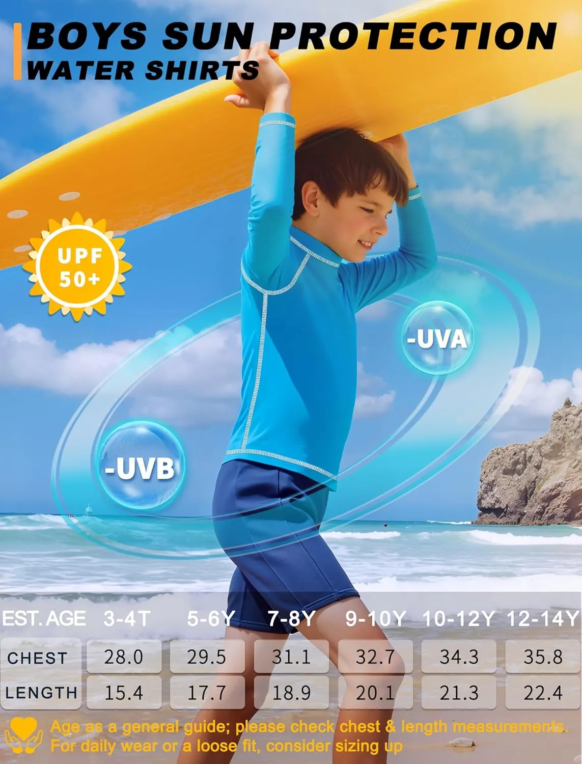 3 Pack Boys Rash Guard Swim Shirt Long Sleeve UPF 50  Sun Protection Kids Youth SPF Water Beach Swimwear Tops Quick Dry