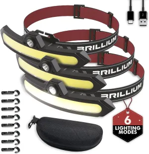 3 Pack LED headlamp rechargeable, 1200 mAh battery head lamp with 6 lightning modes, Red safety headlight with adjustable light angle, led headlights high and low beam for camping, hiking, running