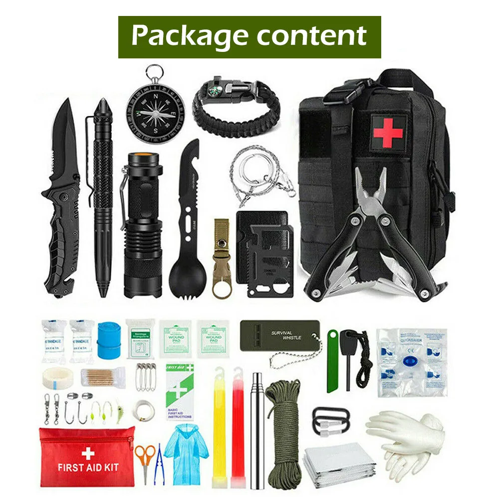 39in1 Tactical Emergency Survival Kit Outdoor Hiking Camping SOS Tool Equipment