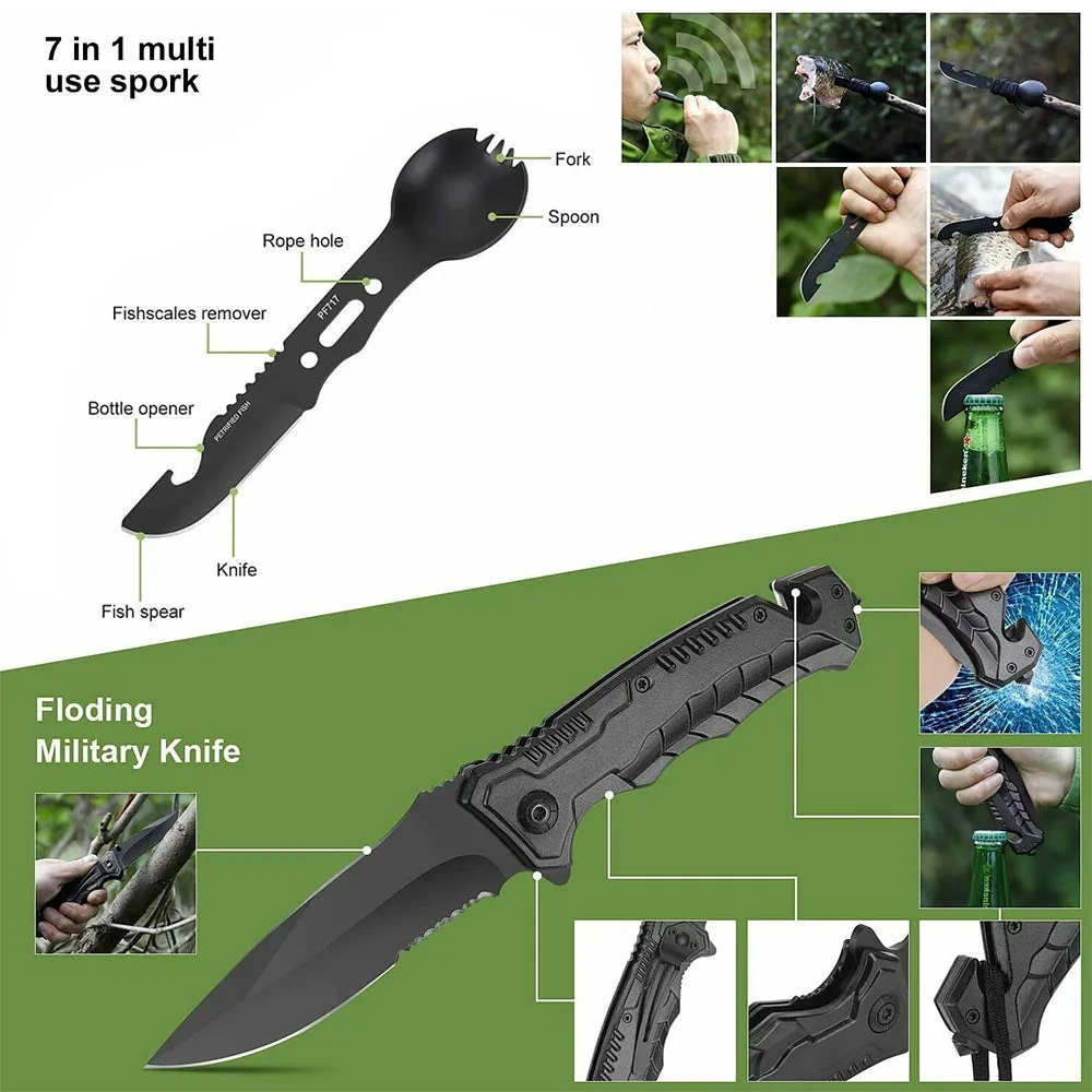 39in1 Tactical Emergency Survival Kit Outdoor Hiking Camping SOS Tool Equipment