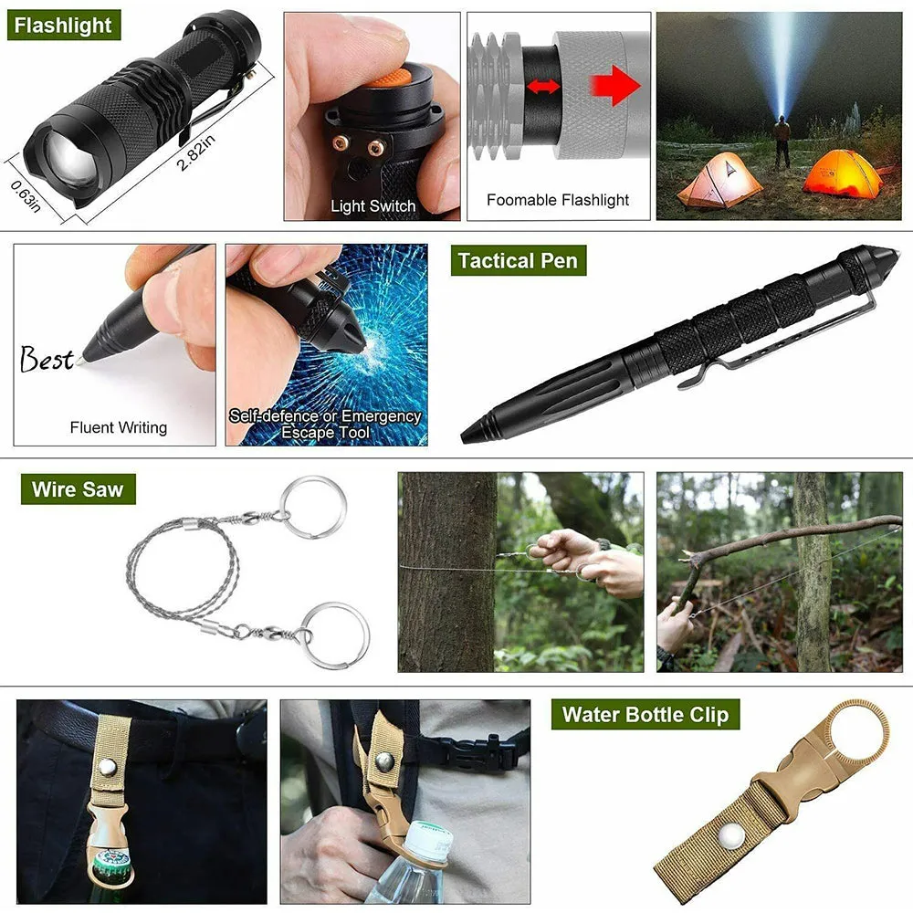 39in1 Tactical Emergency Survival Kit Outdoor Hiking Camping SOS Tool Equipment