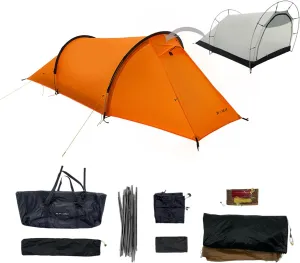 3F UL Gear 1/2 Person Ultralight Camping Tent- Windproof Category 7~8 - Rainproof Groundsheet(PU8000mm )- 3/4 Season Tent with Expanded Foyer for Outdoor Hiking Mountaineering Travel(4 Seasons,Orange)