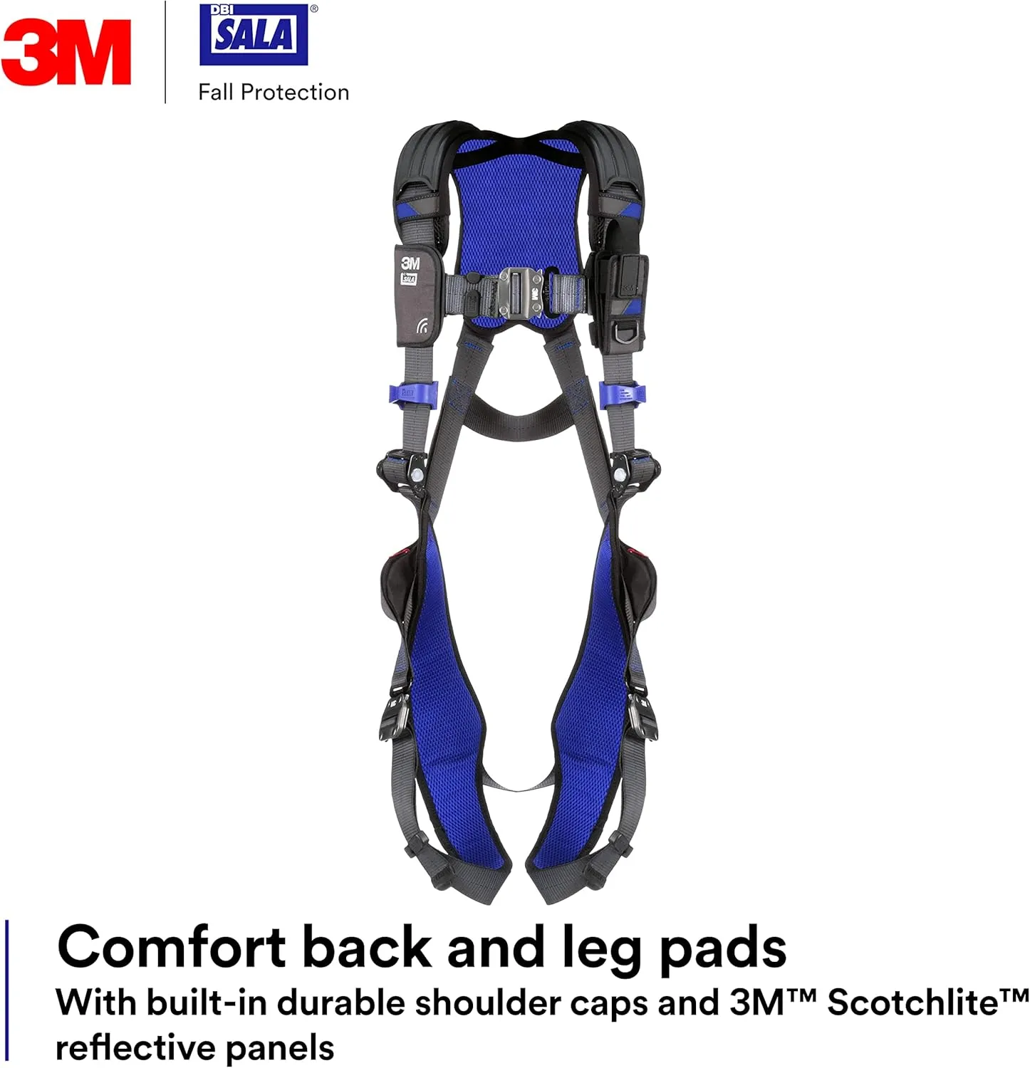 3M 1113010 DBI-SALA ExoFit X300 Comfort Vest Safety Harness Fall Protection, OSHA, ANSI, General Industry, Aluminum Back D-Ring, Auto-Locking Quick Connect Leg and Chest Straps, X-Large