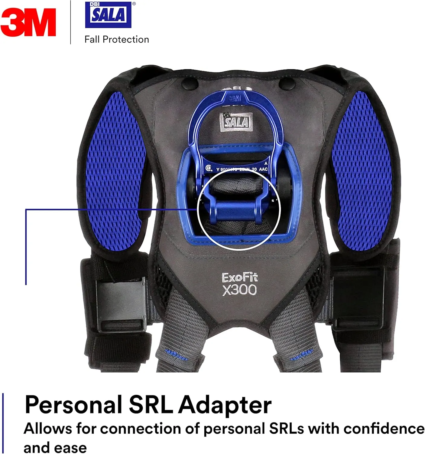3M 1113010 DBI-SALA ExoFit X300 Comfort Vest Safety Harness Fall Protection, OSHA, ANSI, General Industry, Aluminum Back D-Ring, Auto-Locking Quick Connect Leg and Chest Straps, X-Large