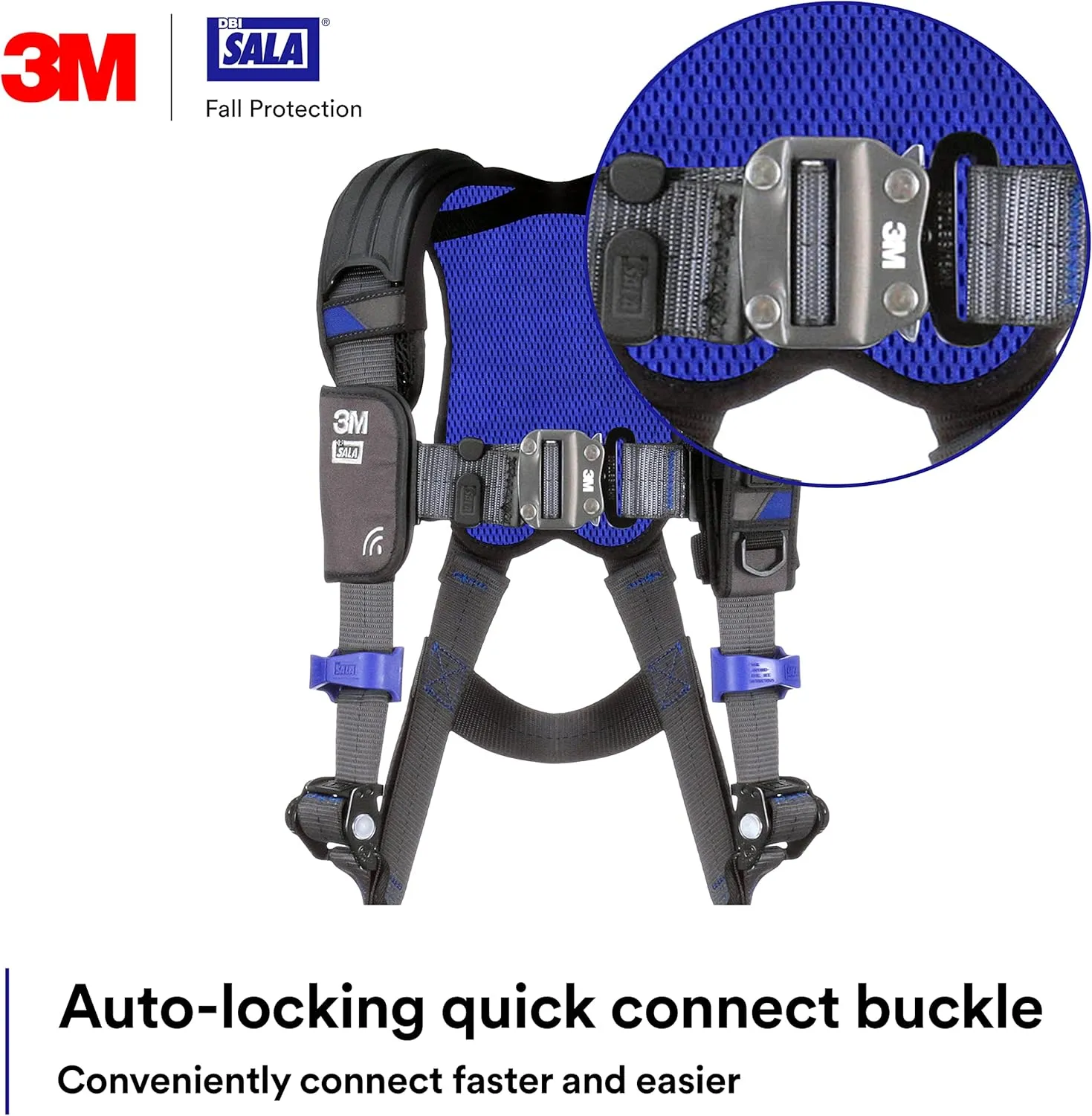 3M 1113010 DBI-SALA ExoFit X300 Comfort Vest Safety Harness Fall Protection, OSHA, ANSI, General Industry, Aluminum Back D-Ring, Auto-Locking Quick Connect Leg and Chest Straps, X-Large