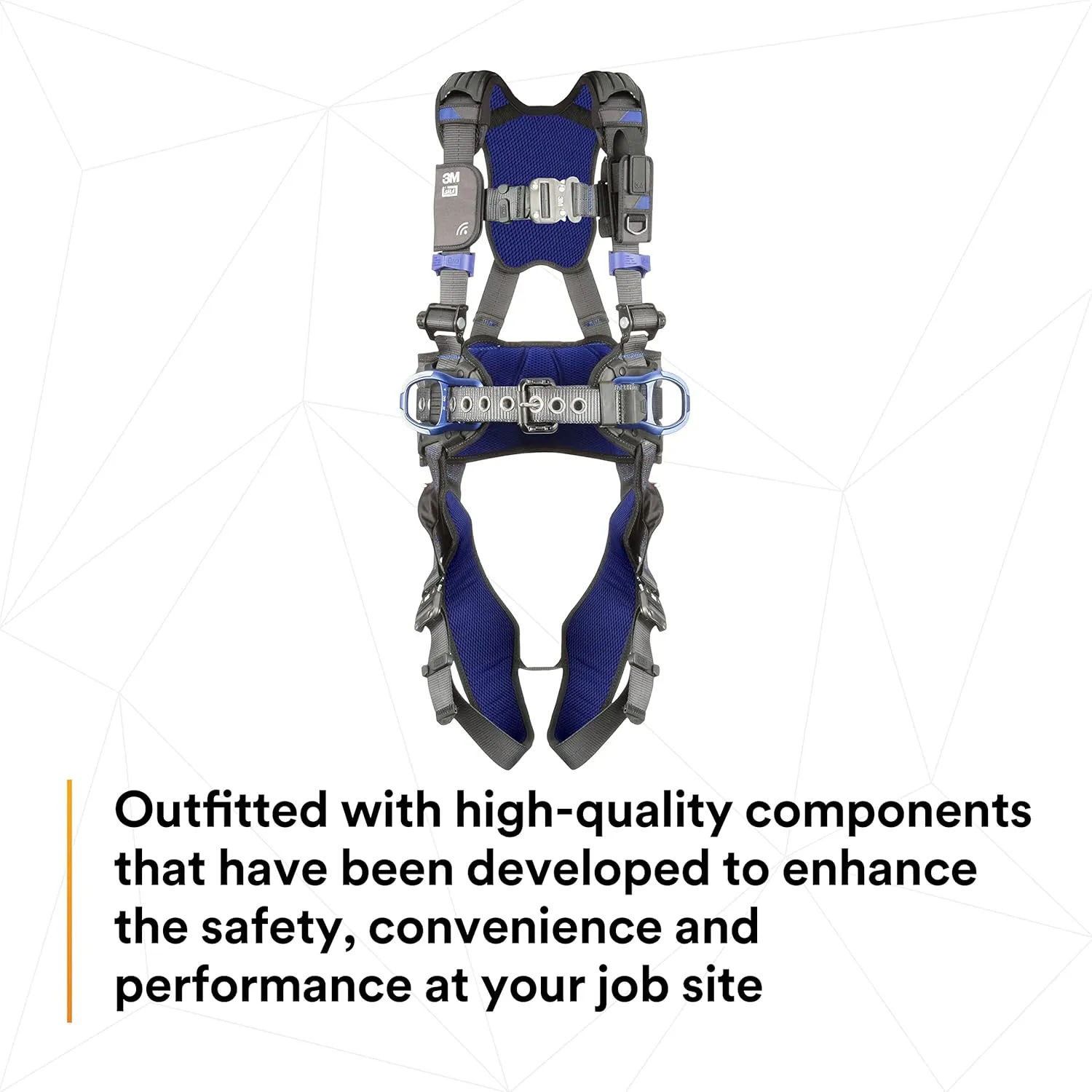 3M 1113124 DBI-SALA ExoFit X300 Comfort Construction Positioning Safety Harness, Construction Fall Protection, Aluminum Back and Hip D-Rings, Auto-Locking Quick Connect Leg and Chest Buckles, Medium