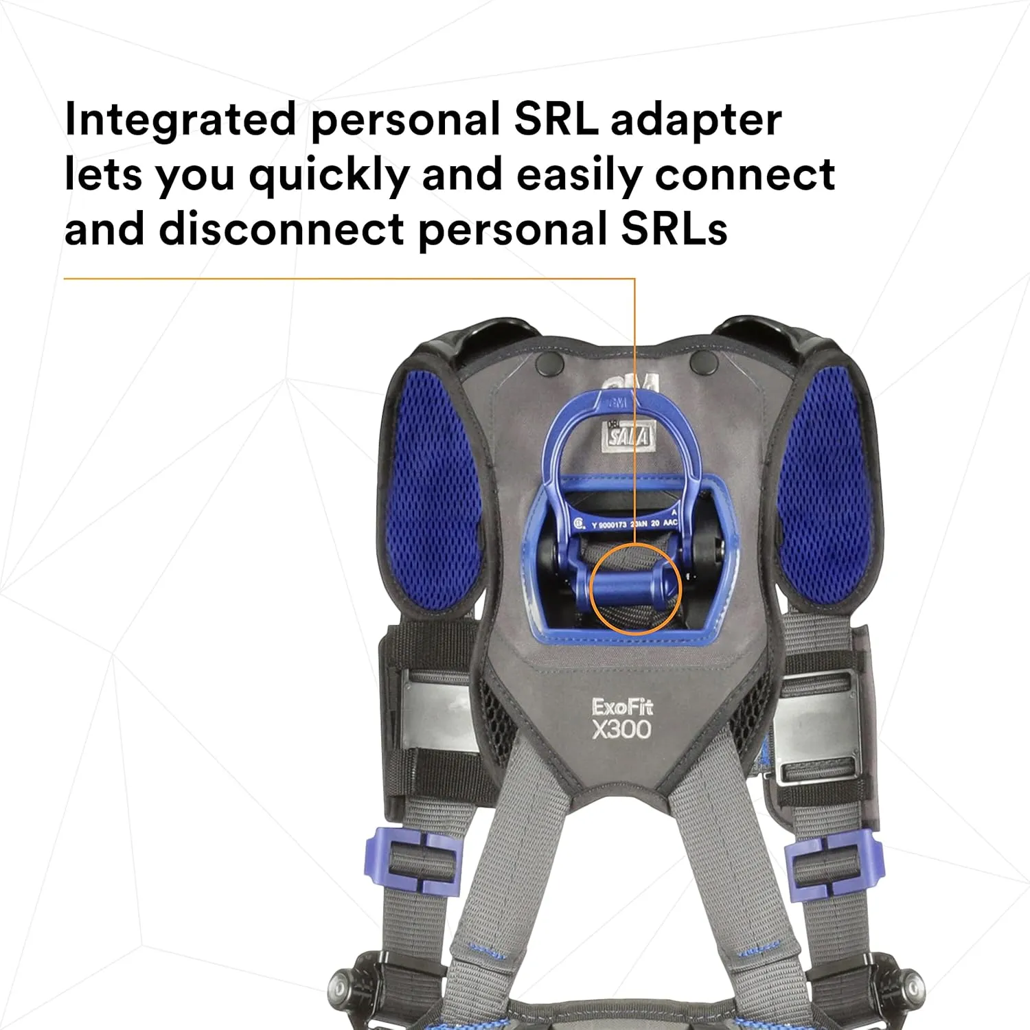 3M 1113124 DBI-SALA ExoFit X300 Comfort Construction Positioning Safety Harness, Construction Fall Protection, Aluminum Back and Hip D-Rings, Auto-Locking Quick Connect Leg and Chest Buckles, Medium