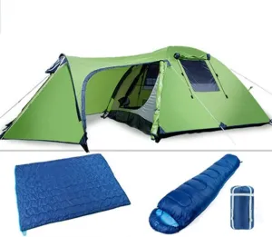 4-Person Winter Tent for Family, Waterproof Folding Tent for All Seasons, 3-Door Camping Shelter for Hiking, Climbing, and Outdoor Adventures
