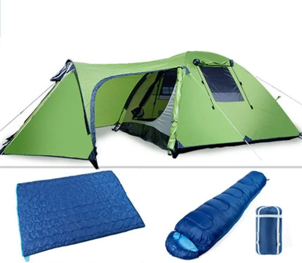 4-Person Winter Tent for Family, Waterproof Folding Tent for All Seasons, 3-Door Camping Shelter for Hiking, Climbing, and Outdoor Adventures