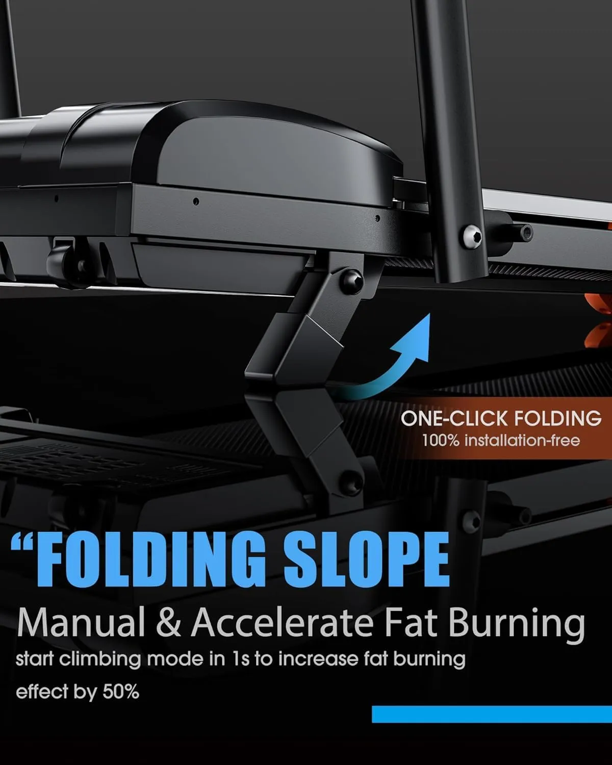 4.0/7.8MPH Walking Pad Treadmill with Folding Slope, Larger Screen Display Under Desk Treadmill 340 lb Capacity, Portable Treadmills for Small Spaces, Home