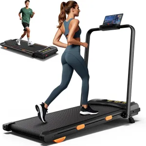 4.0/7.8MPH Walking Pad Treadmill with Folding Slope, Larger Screen Display Under Desk Treadmill 340 lb Capacity, Portable Treadmills for Small Spaces, Home