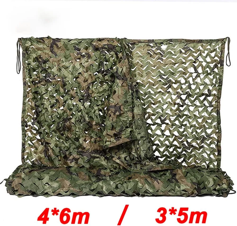 4x6m 3x5m Military Camouflage Net Camo Netting Army Nets Shade Mesh Hunting Garden Car Outdoor Camping Sun Shelter Tent 4x6m CamouflageGreen