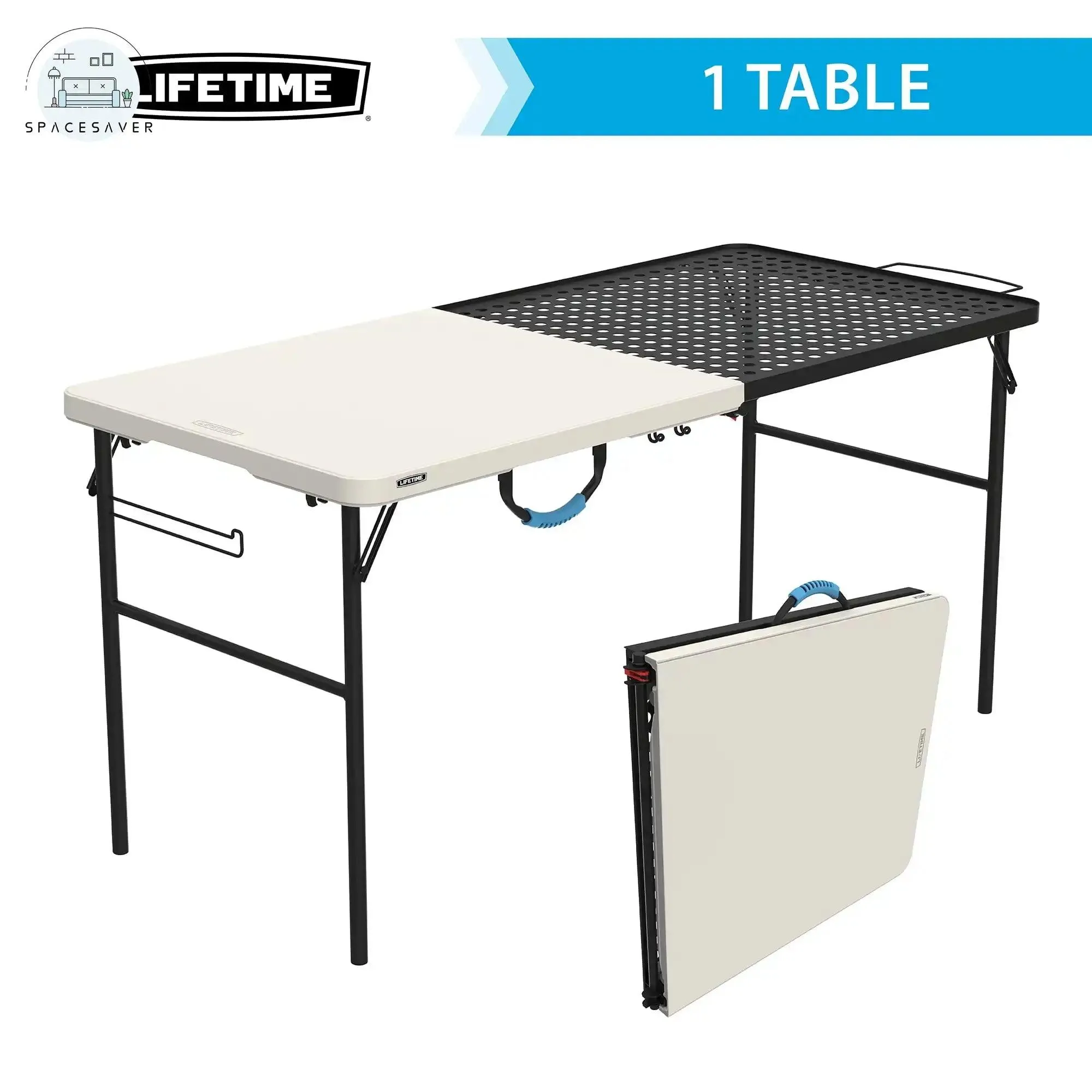 5-Foot Fold-in-Half Camping Table | Indoor/Outdoor Multi-Purpose Table, Pumice