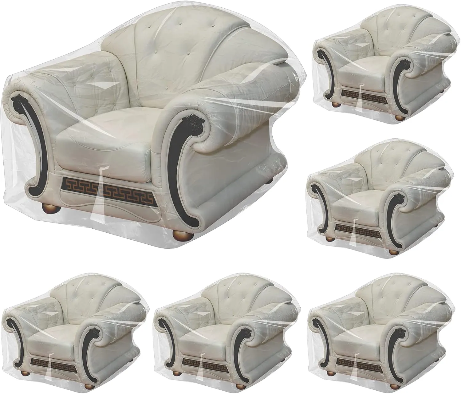 6 Pcs Plastic Chair Covers Plastic Furniture Cover Indoor Outdoor Waterproof Clear Armchair Cover Dust Proof Armchair Cover for Moving(76 x 46 Inch)