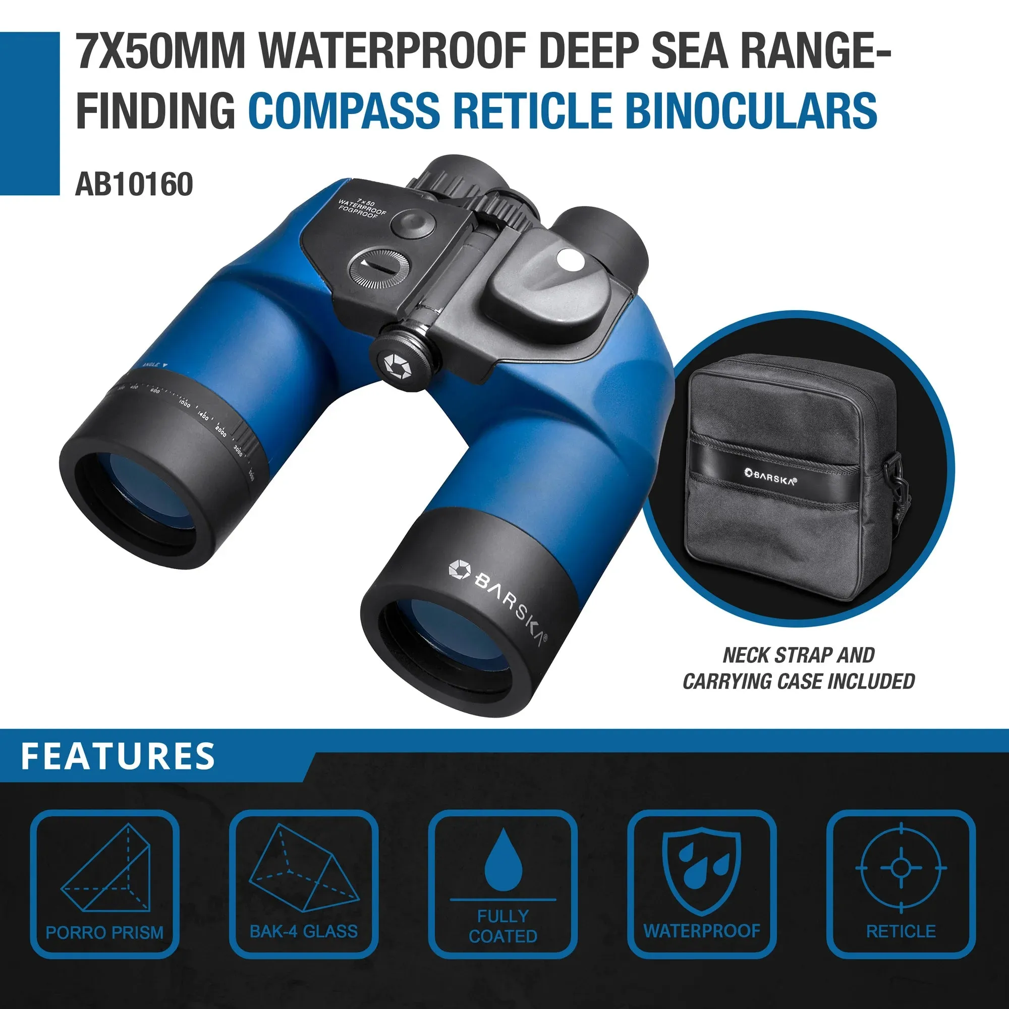 7x50mm Deep Sea Waterproof Range Finding Compass Reticle Binoculars | AB10160