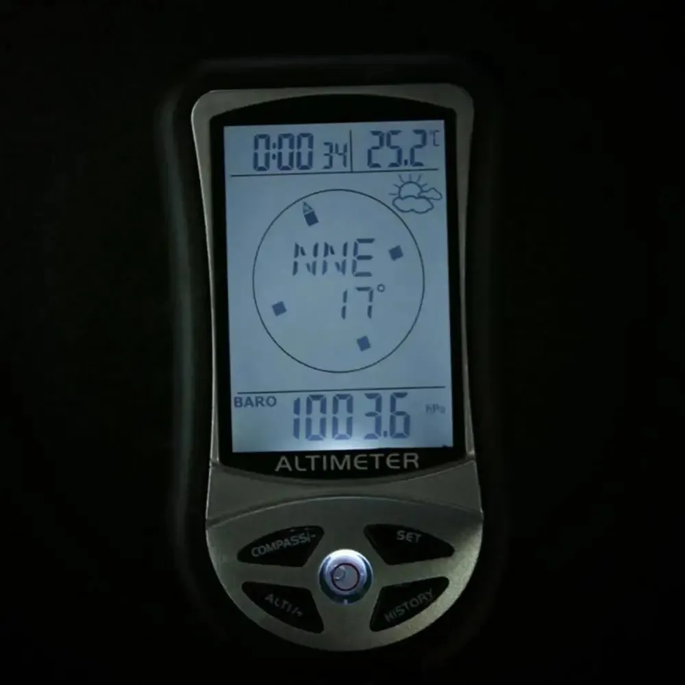 8-in-1 Hiking Altimeter with Compass - Outdoor Fishing Handheld Tool
