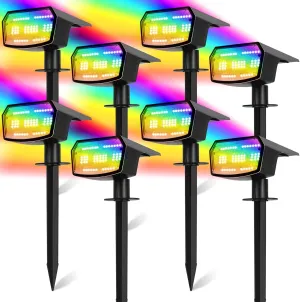 8-Pack Solar Spot Lights Outdoor, 59 LED Solar Lights Outdoor Waterproof, 9 Lighting Modes Outdoor Solar Lights for Yard, Landscape Spotlights for Christmas Garden Pathway Multicolor